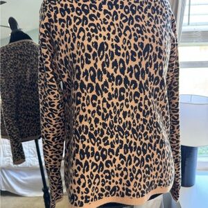 Apt. 9 Women's Sweater - Black and Tan Leopard Print